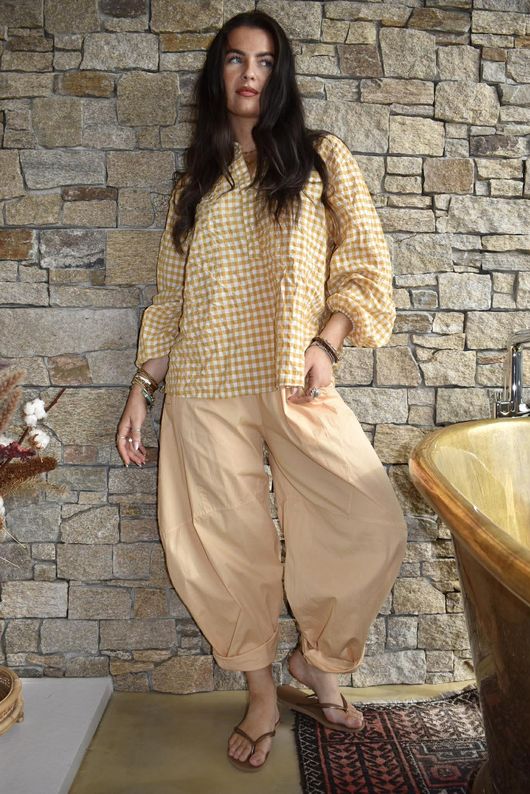 Nonni Gingham Nero Blouse Indian Yellow